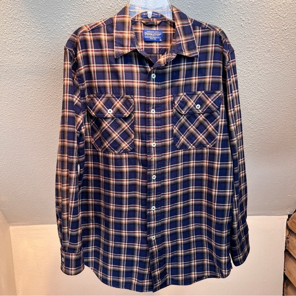 PENDLETON BURNSIDE Cotton Long Sleeve Button Down Shirt w/2 Flap Pickets. Medium - Picture 1 of 10